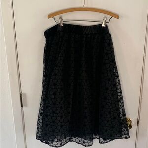 Draper James RSVP black velvet velour full floral skirt Size XXL